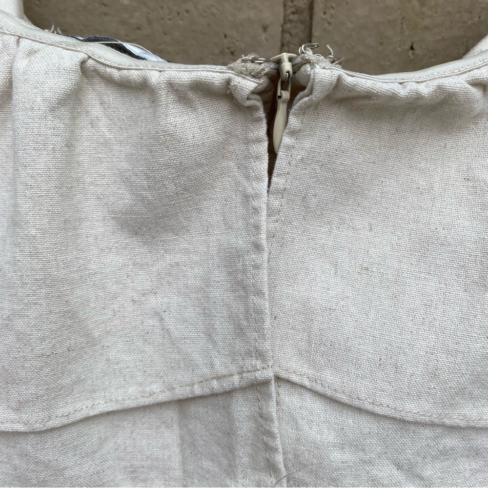 Hello Molly Sunset Glowing Strapless Ruffle Romper Oatmeal Cotton Linen Size 10 - Picture 8 of 8